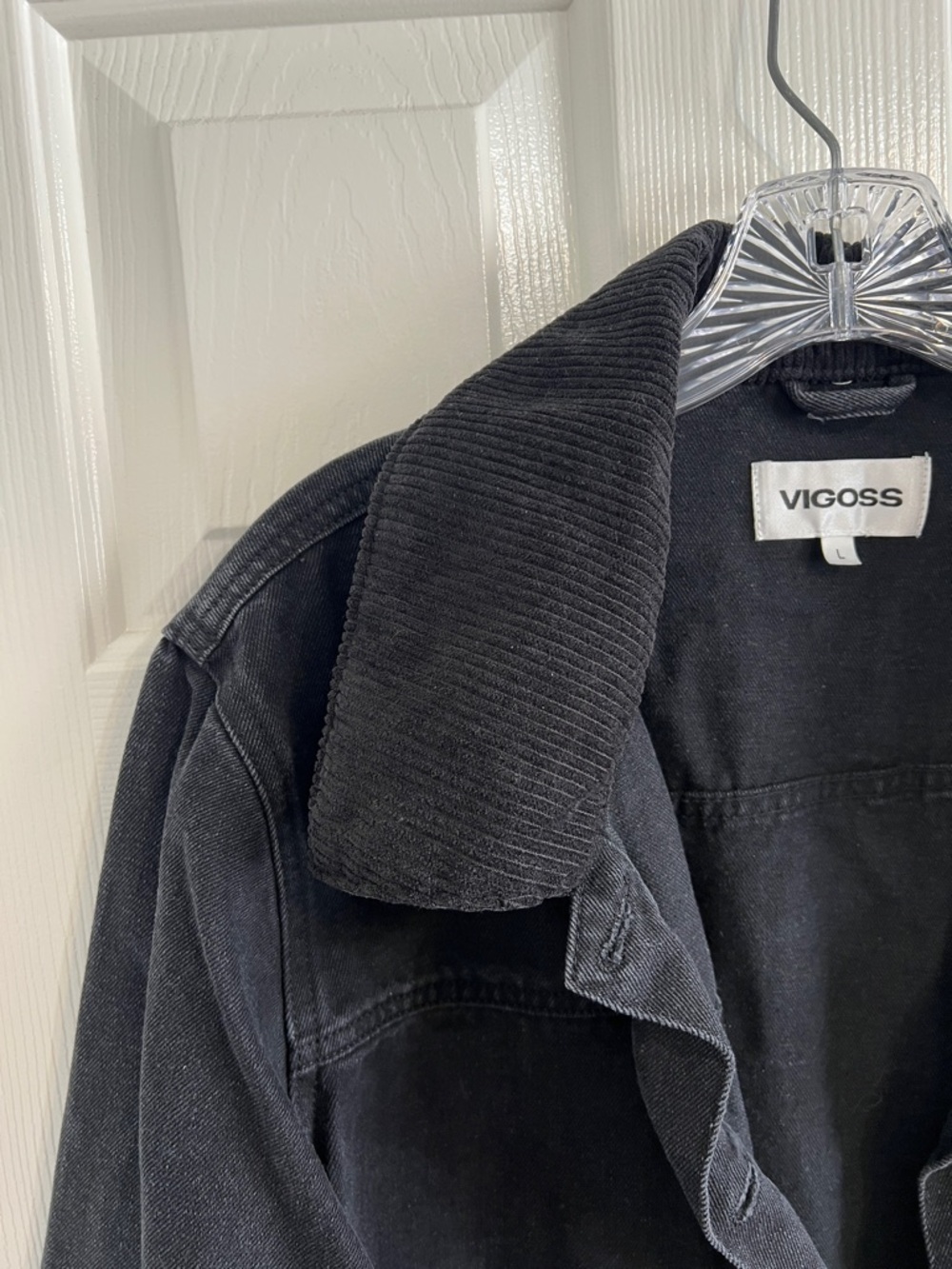 Vigoss black corduroy western denim jacket oversized size women’s large - Picture 6 of 7